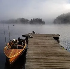 Mar Mac Boat Tied To Dock On Foggy Morning Aspect Ratio 235 232